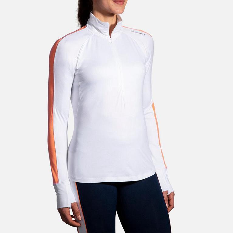 Brooks Women's DASH HALF ZIP Running Jackets - White - Canada (ZGPDC-7043)